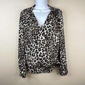 Joseph RIBKOFF Womens Animal Print Top Blouse Sz 8 Leopard Pullover Long Sleeve